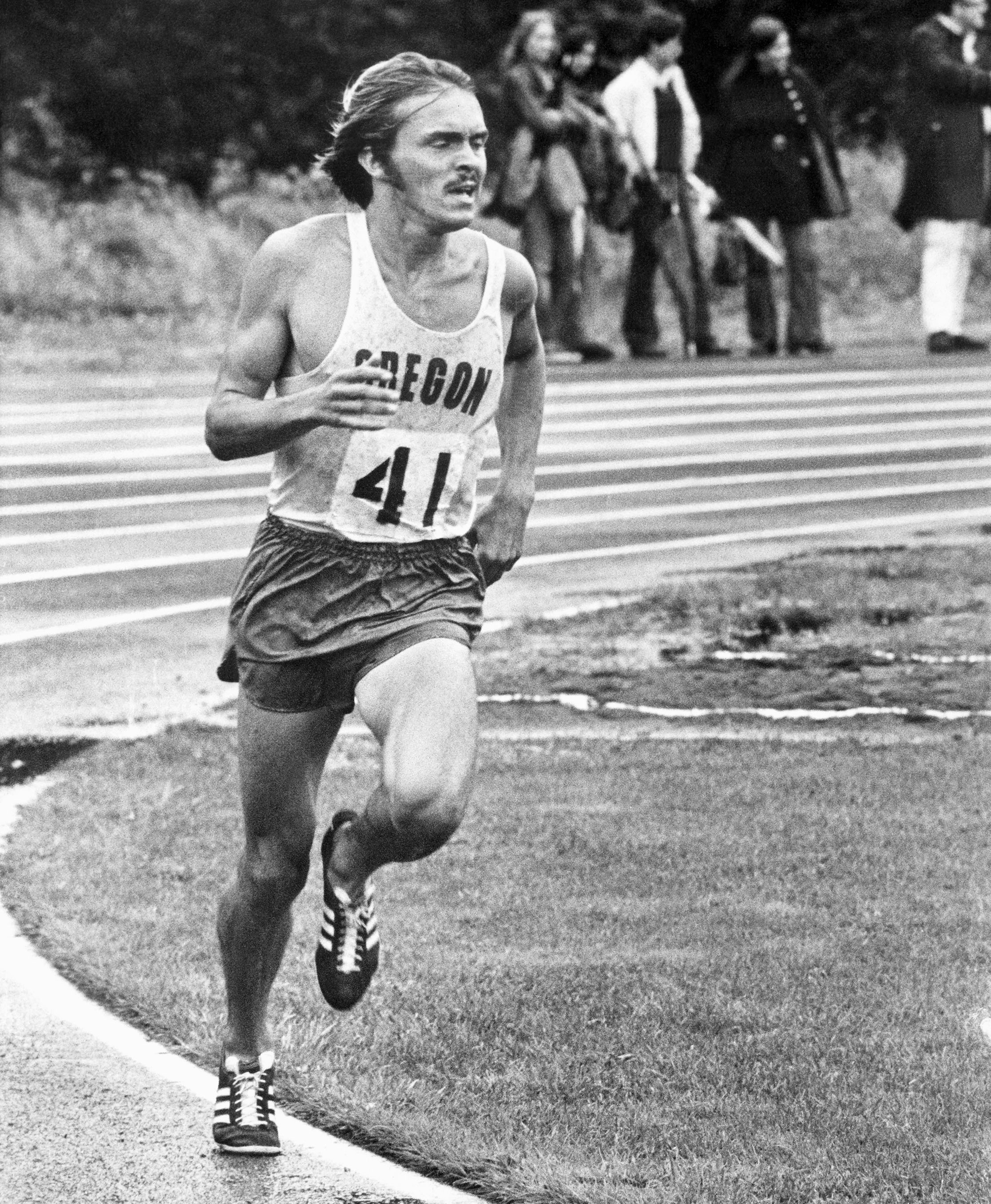 Steve Prefontaine of Oregon set a U.S. record in the 3,000-meter race on Saturday, June 26, 1972 in the Rose Festival Track Meet at Gresham, Oregon. His time was 7 minutes, 45.8 seconds. Profontaine will run 5,000 meters in the U.S. Olympic Trials which get underway on Thursday in Eugene. (AP Photo/Clark)